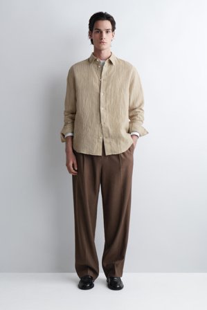 COS Men's Camisa De Lino Relaxed Fit in Beige