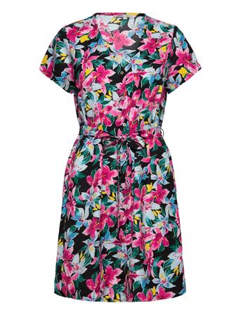 Onlleah S/S V-Neck Button Dress Ex Ptm ONLY Pink