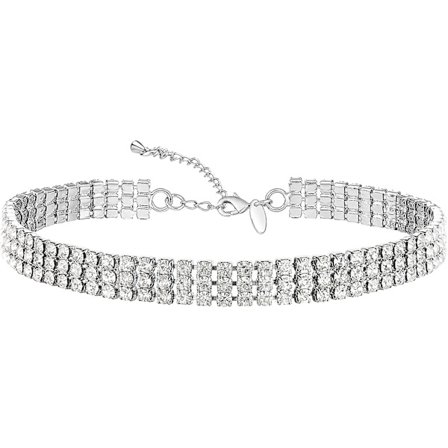 Rhinestone Choker Halsband Silver Sparkling Diamond Choker Crystal Rhinestone