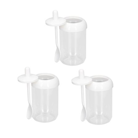 3 kpl Läpinäkyvä maustekonttisetti lusikalla, suljettu maustelaatikko keittiöön