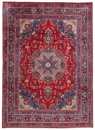 Mashad Teppe 246X343 Mørk Rød/Svart Ull, Persia