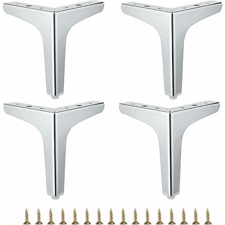 Set med 4 15 cm moderna metallben för TV-bänk, fotpall, skåp, silver