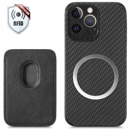 Iskunkestävä kuori Magsafe RFID:llä magneettikorttipidikkeellä iPhone Pro Max