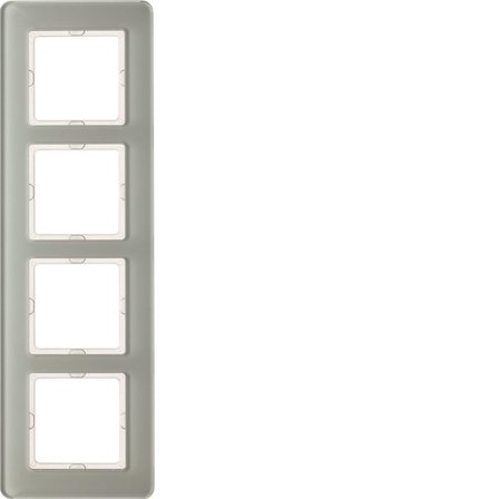 Hager 10146079 Täckram 4-fack, Q.7, glas Vit, Strömbrytare & vägguttag