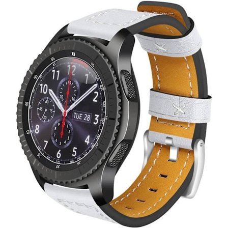 Yhteensopiva Huawei Watch GT3/GT3 Pro 46mm rannekkeen kanssa nahkaa, 22mm pikakiinnitteinen kellon ranneke pehmeä urheilu korvaava ranneke valkoinen