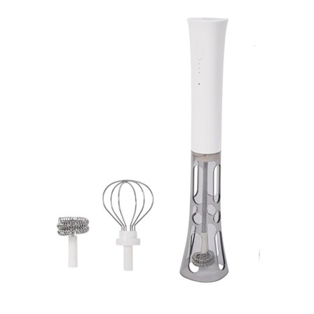 Trådløs mælkeskummer med stativ: 3 hastigheder, støjsvag, genopladelig til kaffe og drikke - 1 pakke