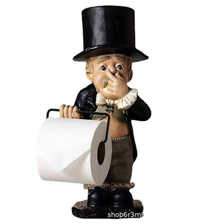 Toiletpapirholder med hylde, sjov badeværelses toiletpapirholder stand statue {DB}