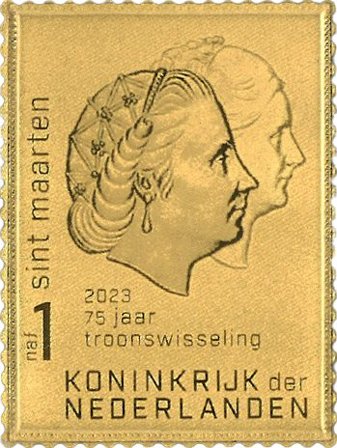 Sint Maarten - Wilhelmina - Postfrisk frimærke i 24 karat guld