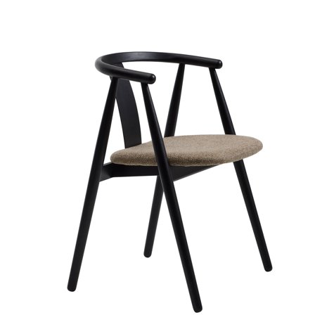 Relate spisebordsstol, Sort egetræ - 59x52x76,6cm - Sort spisebordsstol med slidstærkt stof, massivt egetræsben - Perfekt spisestuestol i stilrent 