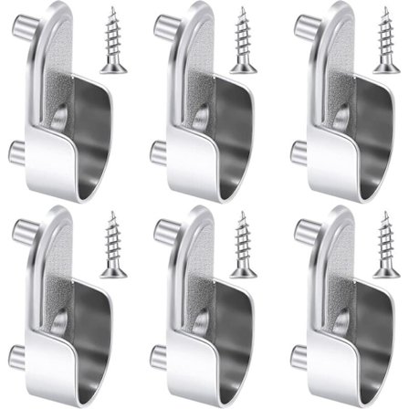 St Oval Garderobsstång Ändfästen Förnicklad Silver Garderobsstångshållare 15mm Garderobsfläns Skena Fästen och 6 st Skruvar för Garderob