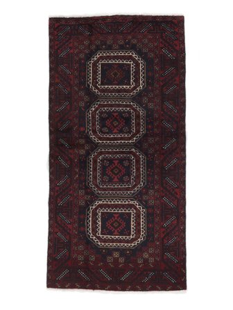 Perzisch Beluch Vloerkleed 93X189 Zwart (Wol, Perzië/Iran)