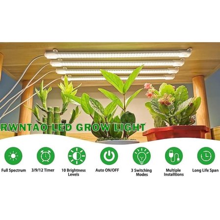 Växtlampa odlingslampa för inomhusväxter, fullspektrum med timer Vit—pa