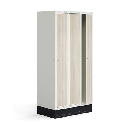 Koulukaappi ROZ, kolmeosainen, 3 lokeroa, sis. jalustan, 1890x900x550 mm, saarni