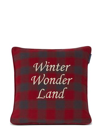 Checked Organic Cotton Flannel Pilllow Cover Home Textiles Bedtextiles Pillow Cases Röd Lexington Home