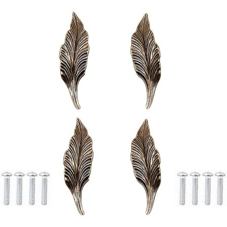 4 st brons långa bladformade lådknoppar och handtag för köksmöbler dörrlåda skåp byrå garderob garderob badrum