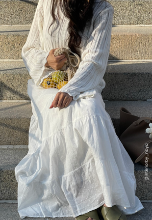 Happy Holly Cotton Dobby Dot Maxi Skirt Vaatteet