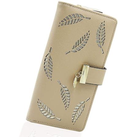 Läder Dragkedja För Damer, Knappkoppling (beige)