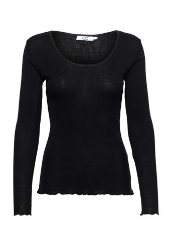 Cc Heart Long Sleeve Silk Top T-shirts & Tops Long-sleeved Svart Coster Copenhagen