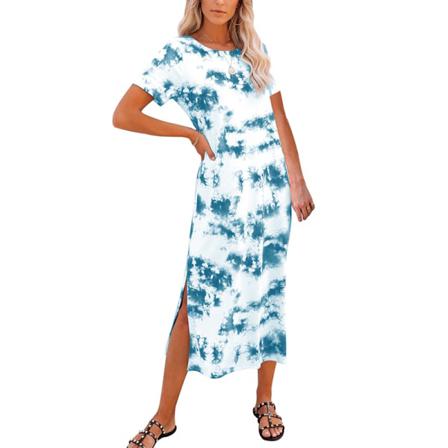 Kvinnor Färg Sömmar Sundress Kortärmad T-shirt Klänning