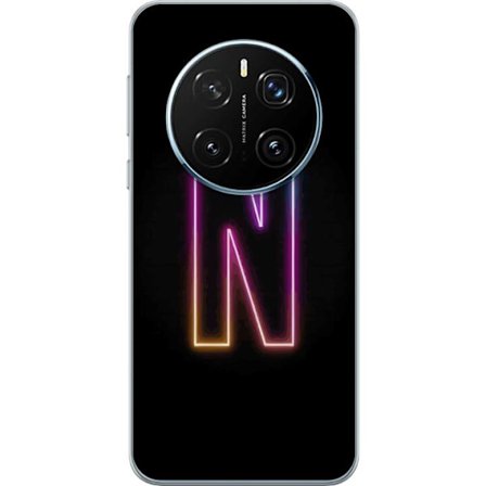 Kompatibel Mobilcover til Honor Honor Magic7 Pro Minimalistisk neonbogstav N i farveskiftende lys mod sort baggrund