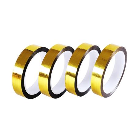 Kultametalli Polyesteri Mylar-kalvoteippi Liimalla, Peiliteippi DIY Koristeteippi, Koristeteippi Akseliseinälle, (4, Kulta, 3cm*5m)