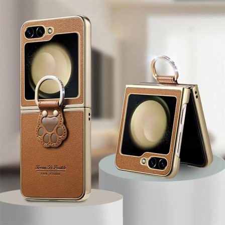 Kompatibel med Samsung Galaxy Z Flip 4 Kattfot Söt Design Mobilskal med Elektropläterad Strass Utsmyckad Ring Skydd