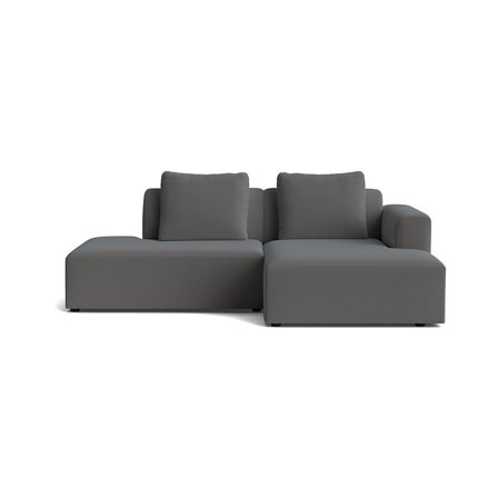 Como Lille Chaiselong Sofa Højrevendt Open End Lisboa Antracit - 226x155x83cm - Håndlavet Kvalitets Chaiselong Sofa med 2 Rygpuder
