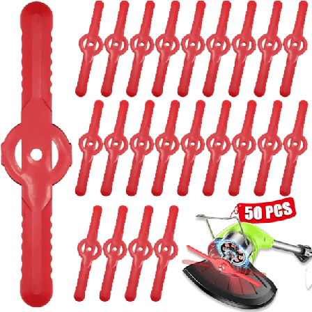 50 stk. plastik græstrimmerblade, 135 mm udskiftningsblade til haveklipper, ledningsfri plæneklipper skæreblade