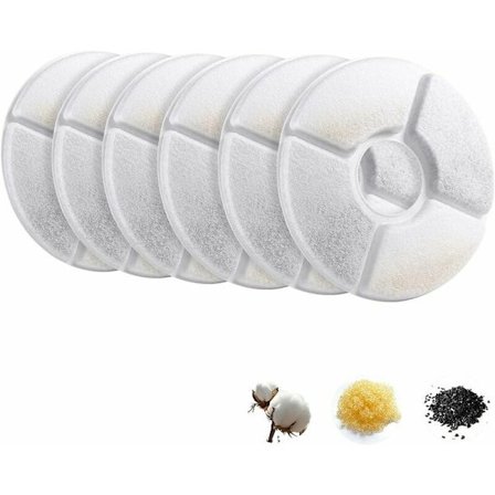Fontänfilter, runda ersättningsfilter, husdjursfontänfilter, fontänfilter med aktivt kol, 8-pack