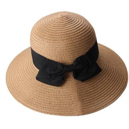 Brun solhatt för kvinnor, strandhatt 56-58 cm bred