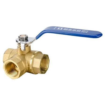 3-vejs kuglehane (L-forbindelse) serie, håndtag, indvendigt gevind (DN20 3/4") smedet messing