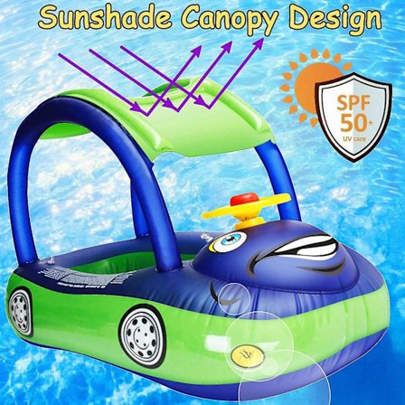 Baby uppblåsbar pool flyta med tak (blå)