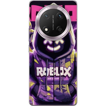 Kompatibelt Mobilskal till Honor Honor Magic7 Lite Färgstark Roblox-inspirerad huvtröjskaraktär med neonfärger och mask, digital spelillustration