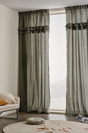 Jotex - Gardin Med Volang 2-pakke Grønn - BILLY - Kjøp Barnegardiner hos Jotex