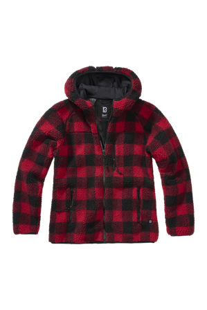 Geacă Brandit Teddyfleece Hood Femei roșu/negru XL