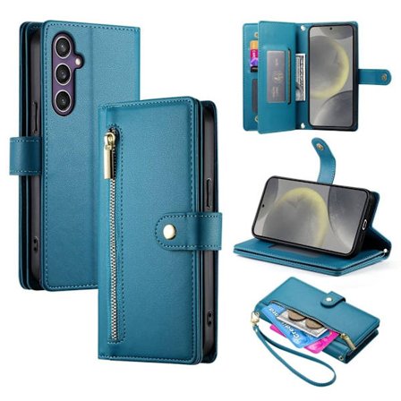 Samsung Galaxy S25 Wallet Cover with Strap - Blue