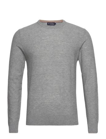 Wsc Textured Crew Strikkegenser M. Rund Krage Grå Hackett London