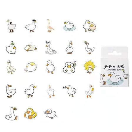 46Pcs/Box Söt Djur Diy Självhäftande Klistermärke Kreativt Material Vattentäta Klistermärken Tecknad Scrapbooking Dekoration Material Cute duck