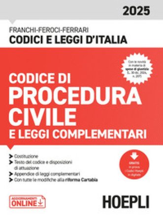 Codice di Procedura civile e leggi complementari 2025. Con aggiornamenti online Luigi Franchi