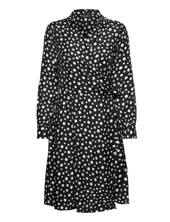 3480 - Wrap Dress N Knälång Klänning Svart SAND