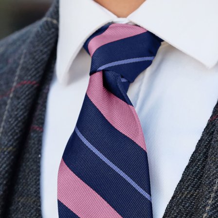Cravate en soie à rayures bleu marine, bleu pastel et rose - 8 cm pour hommes - Cravates à motif - pour Hommes - Trendhim