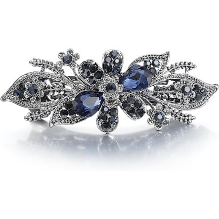 Luksuriøs blomstersmykke design hårnål, Rhinestone blomster hårklemmer hårspænde til kvinder og piger fransk stil hårklemmer (Bluetype2)