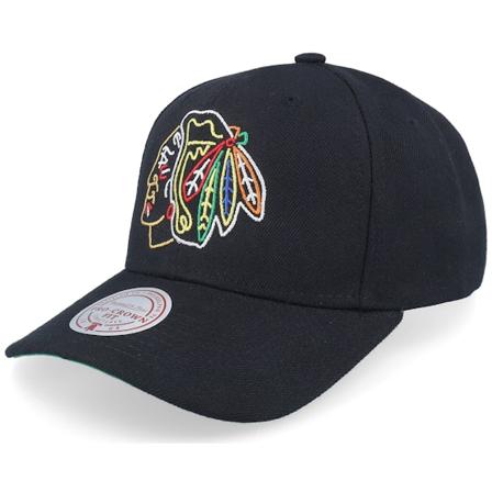 Mitchell & Ness - NHL Zwart adjustable Cap - Chicago Blackhawks Neon Logo Pro Black Adjustable @ Hatstore