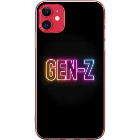Kompatibel Mobilcover til Apple Apple iPhone 11 Neontekst Gen Z i farverigt lys mod en mørk baggrund i moderne digital stil