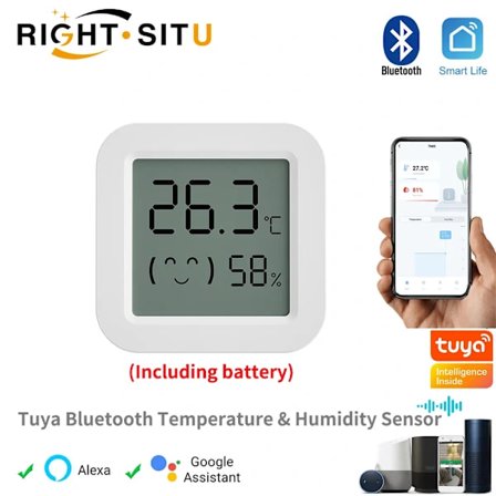 Tuya Temperatur- och Fuktighetssensor, Mini Termometer Hygrometer med LCD-skärm, Bluetooth APP-kompatibel