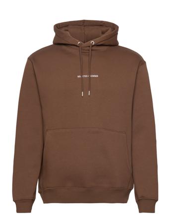 Slhhankie Logo Hood Sweat W Noos Hettegenser Genser Brun Selected Homme*Betinget Tilbud