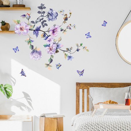 Friske Blomster Aftagelige Vægmærkater til Boligindretning - Lilla