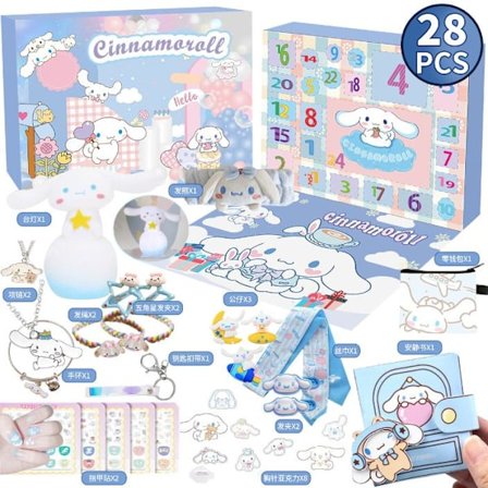 Julkalender med Sanrio-figurer i blindbox-set, leksaker för flickor, nedräkning till jul, semesterdekorationer Cinnamoroll