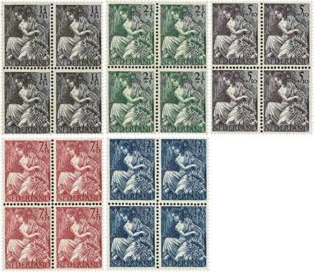 Holland 1946 - NVPH 449-453 - 4-blokke - Postfrisk