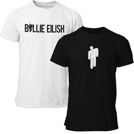 2st t-shirts med Billie Eilish tryck - svart & vit T-shirt
